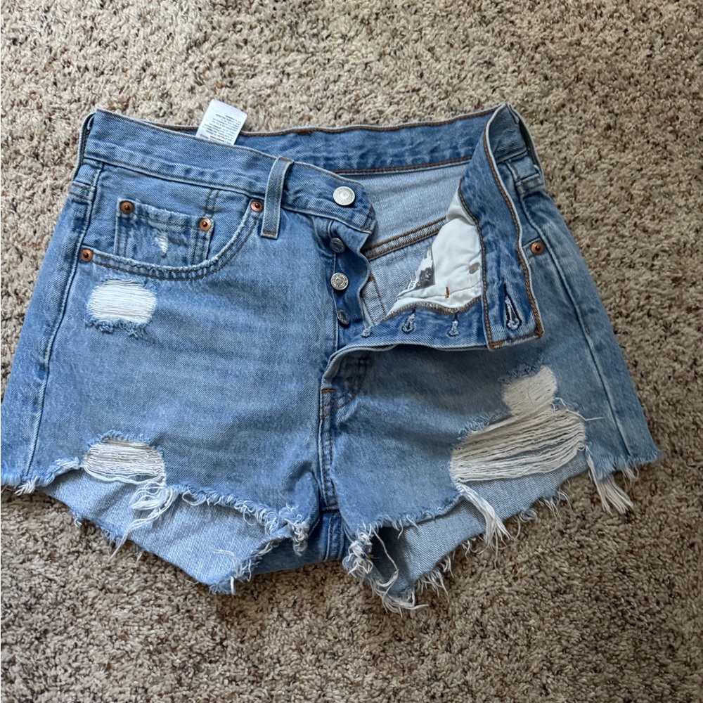Levi's Light Blue Distressed Jean Shorts